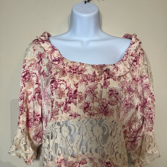 free people | nwot lucie silky floral lace panel open back mini dress sz 12 - Picture 3 of 10